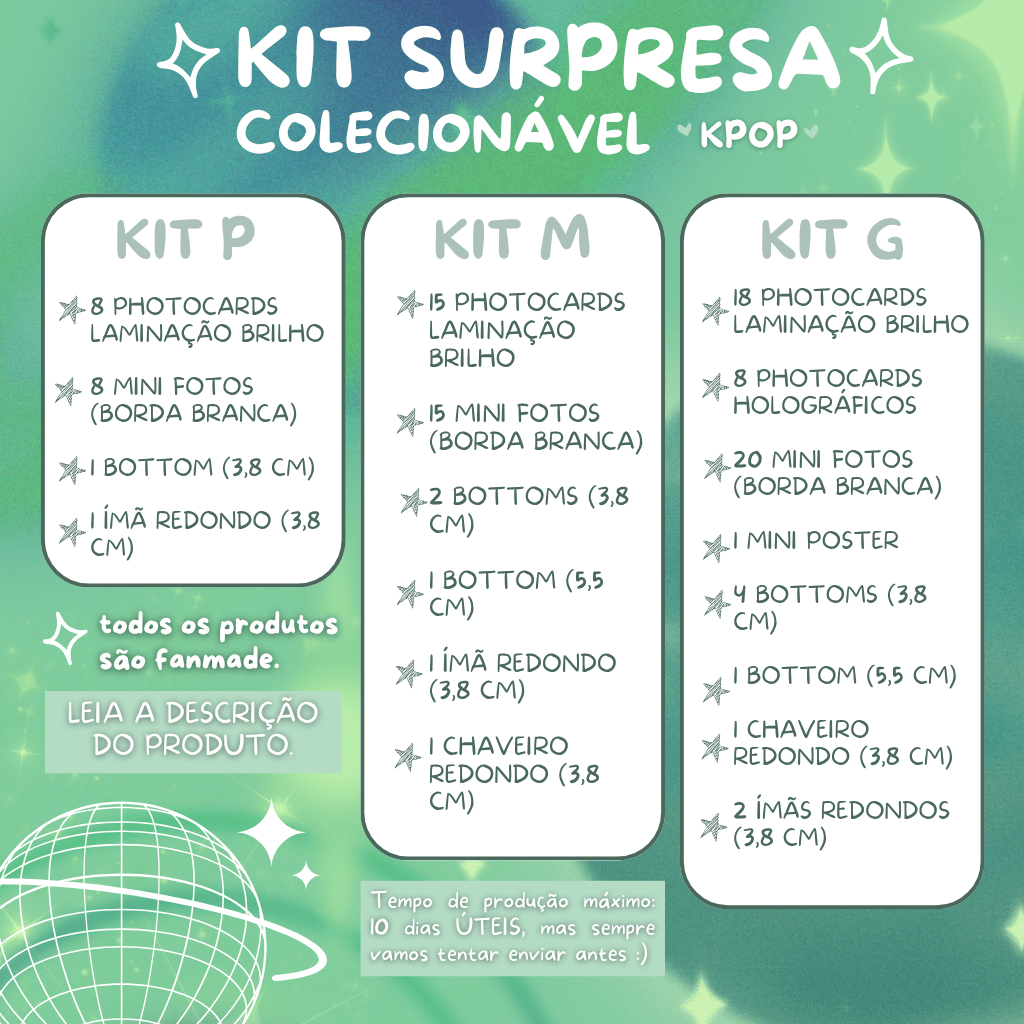 Kit Surpresa Colecionável KPOP fanmade