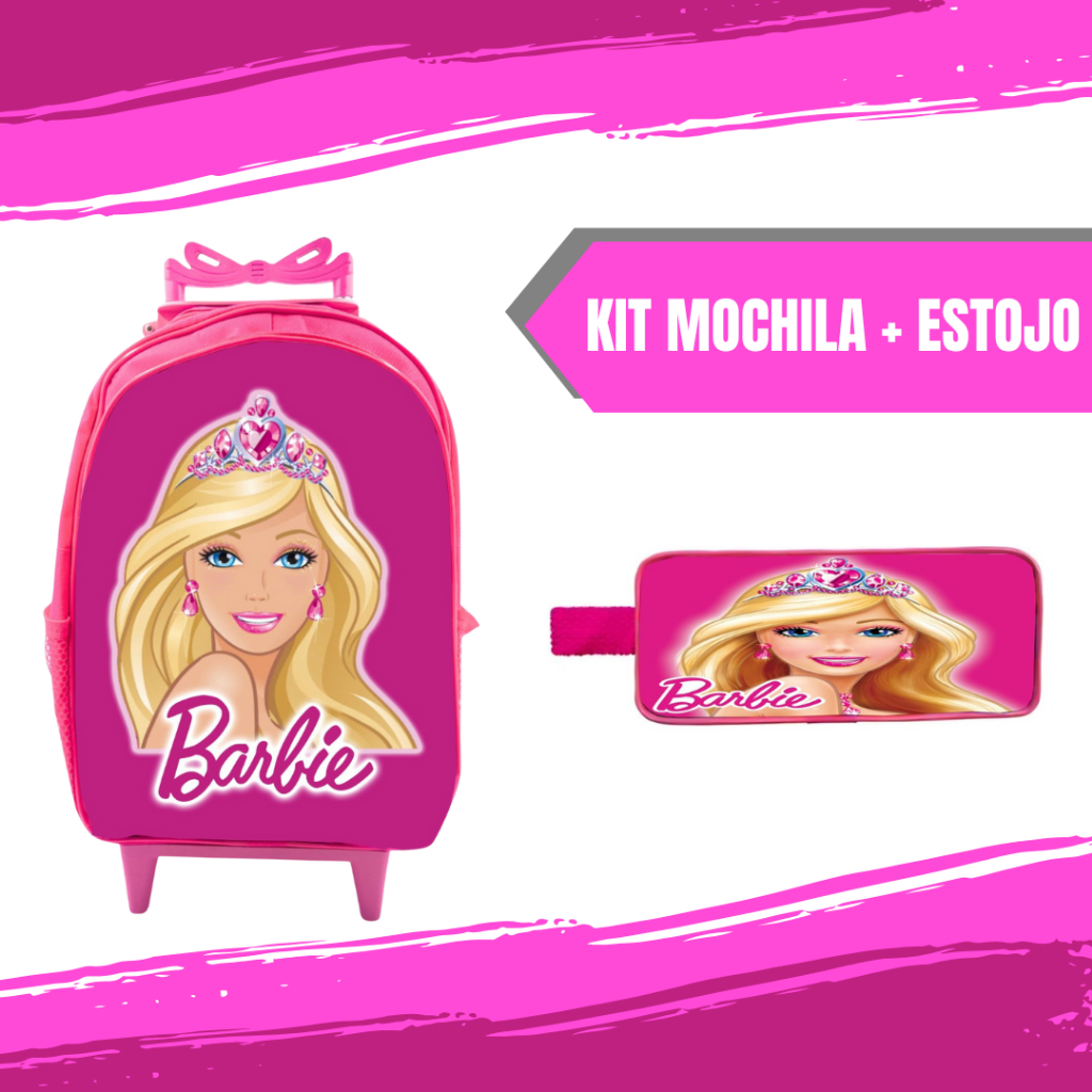 Kit Mochila Escolar Infantil Estojo Feminina Menina Personagem Rodinha Barbie Patrulha Stitch em Oferta na Shopee