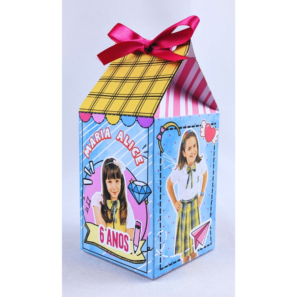 Kit 10 a 55 Caixinha Milk Carrossel Menina Personalizada de Papel Offset 180g