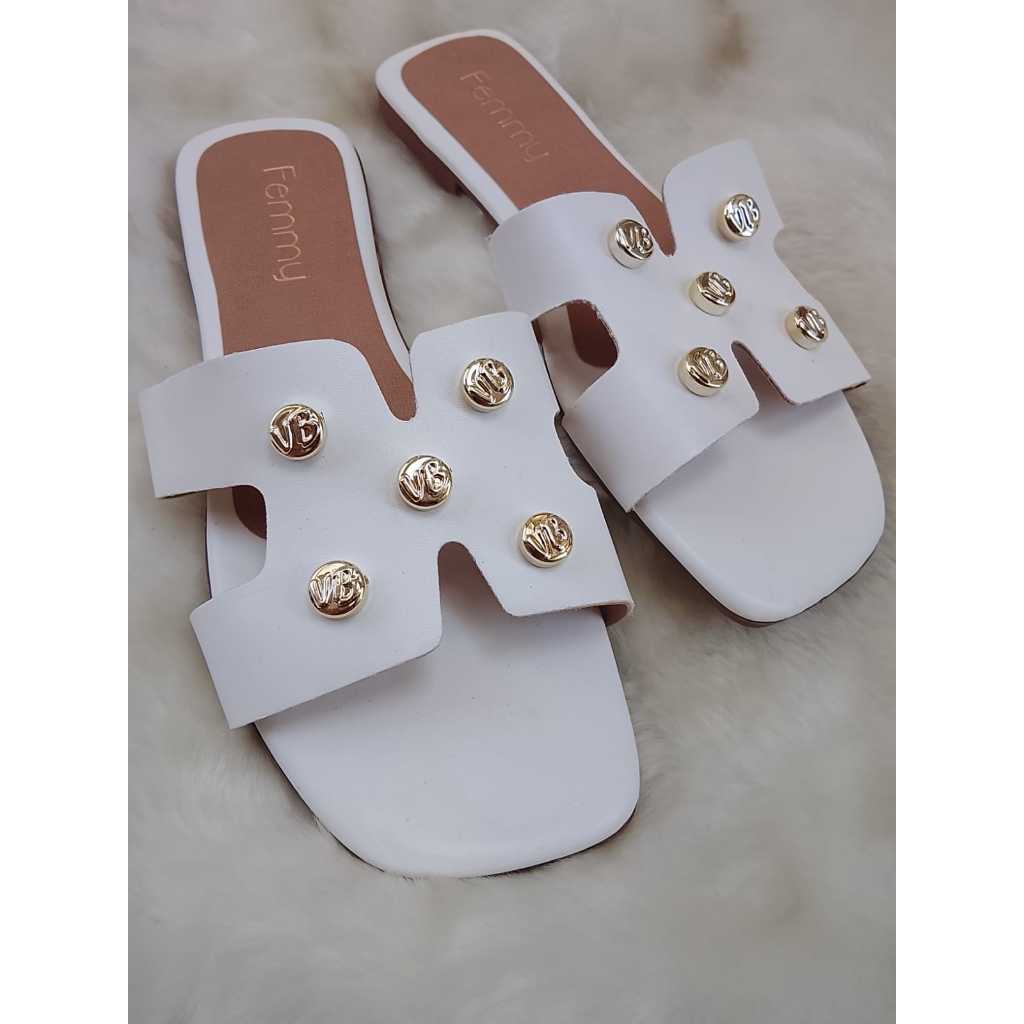 Sandália Rasteirinha Flat Casual Feminina H Com acessórios – ELEGANTE e CONFORTÁVEL - Tendencia Verão