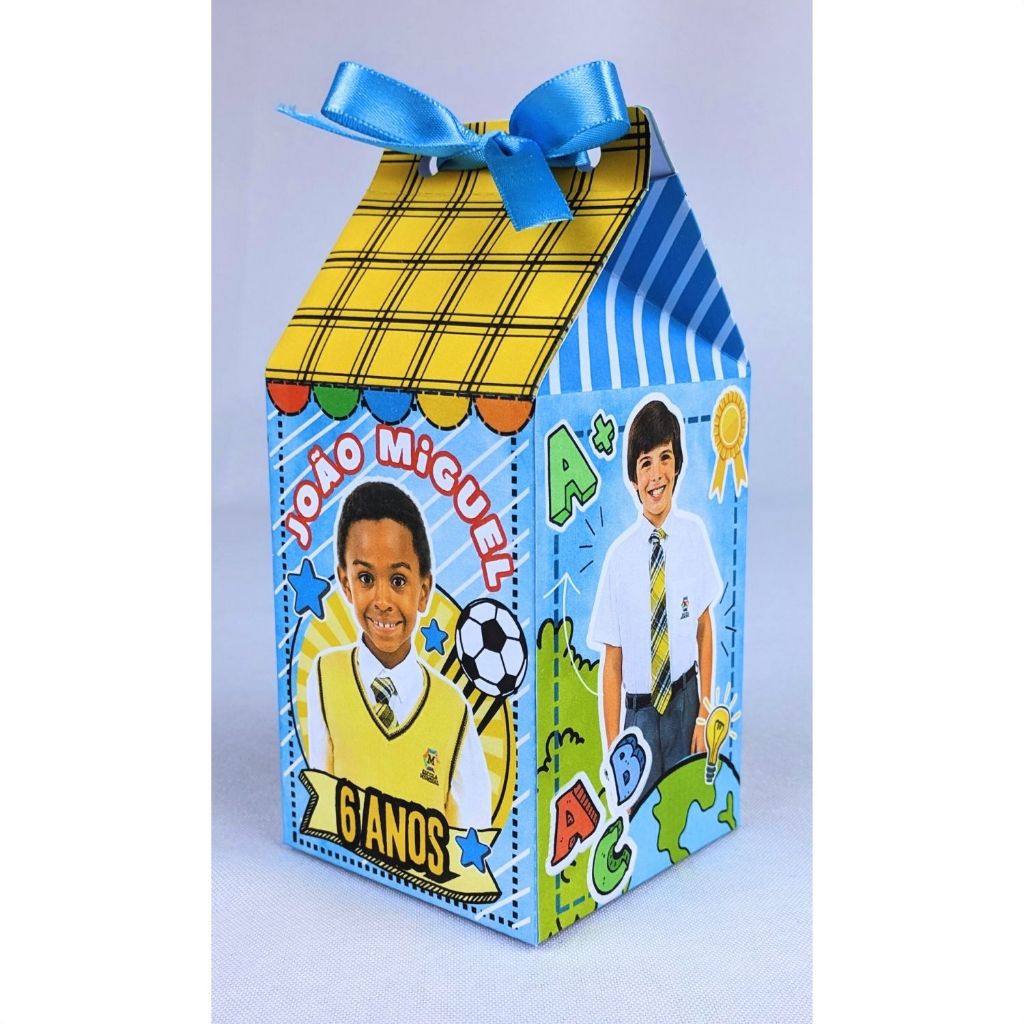 Kit 10 a 55 Caixinha Milk Carrossel Menino Personalizada de Papel Offset 180g