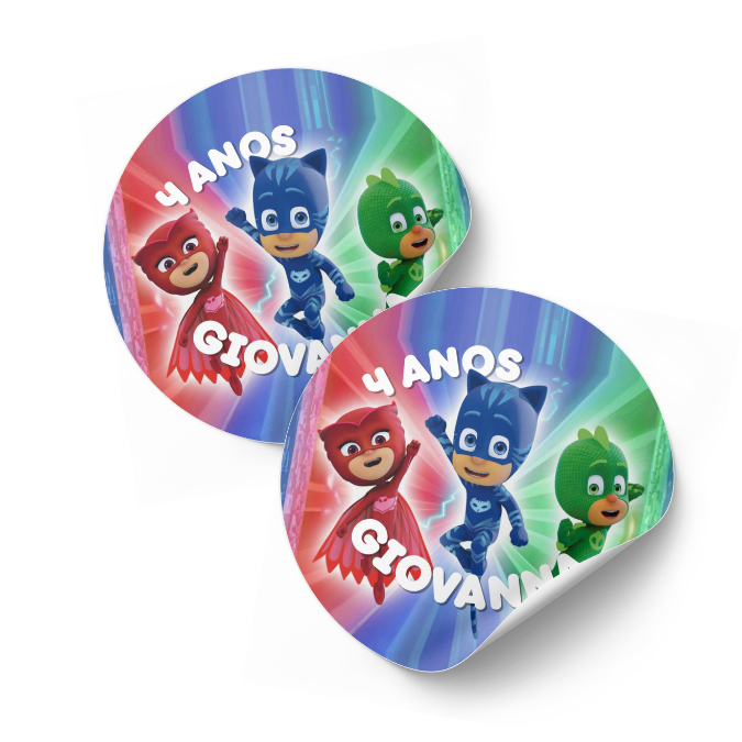 Adesivos Personalizados 4x4cm - PJ Masks | Lembrancinha | Aniversário | Mêsversário - Qualquer tema