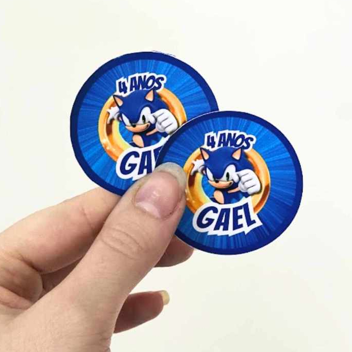 Adesivos Personalizados 4x4cm - Sonic | Lembrancinha de Aniversário  - Qualquer tema