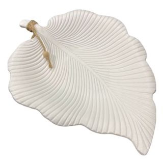 Bandeja Decorativa Folha Em MDF Branca | Prato Decorativo Moderna Folhagem | Centro de Mesa Elegante Minimalista em Oferta na Shopee
