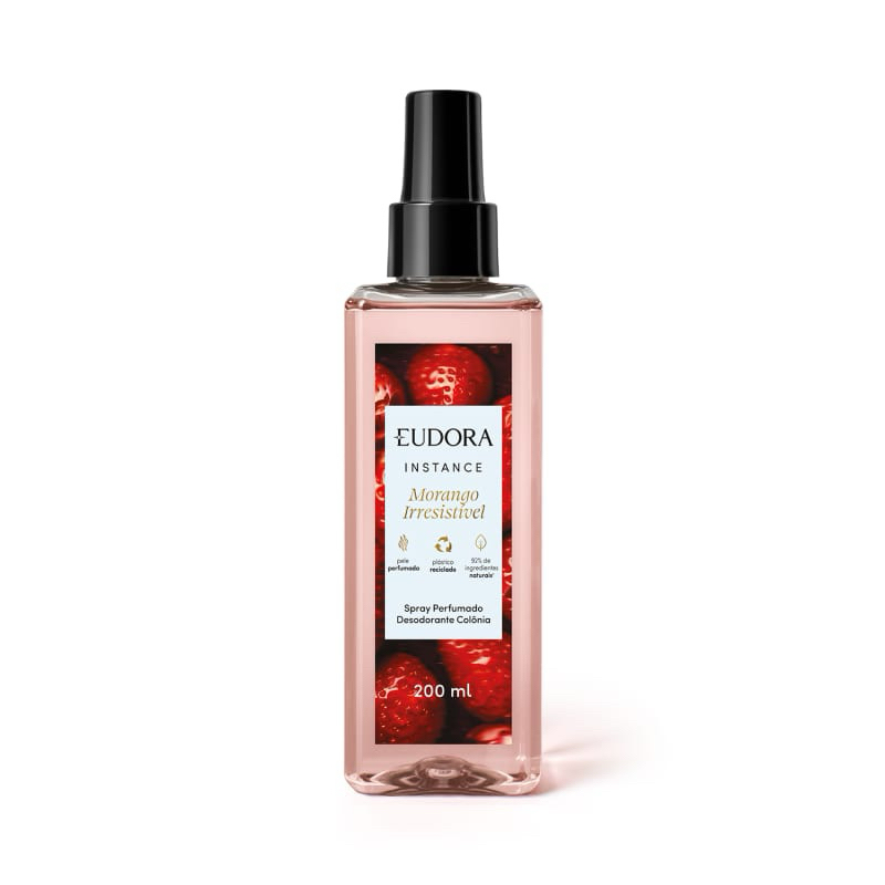 Body Splash Spray Perfumado Desodorante Colônia Instance Morango Irresistível 200ml