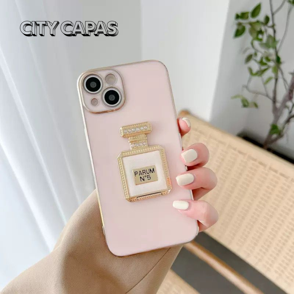 City Capas - Capinha iPhone 14 13 12 11 PRO MAX XR 8PLUS 7PLUS Suporte Perfume Espelho com Glitter