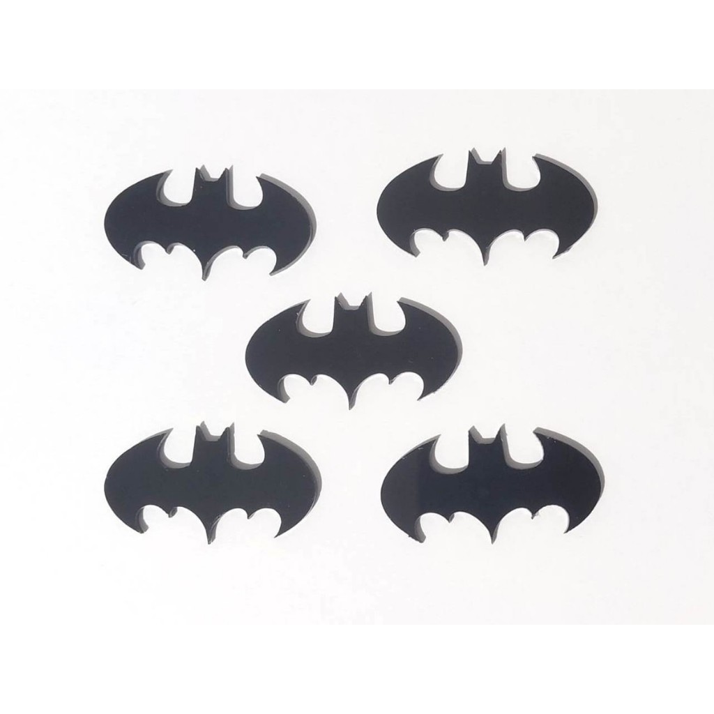 Aplique Batman Acrílico Preto 3,5cm Pacote com 8 Unidades