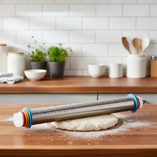 Rolo de Massa Inox Ajustável com Medidas Profissional para Confeitaria, Pizza e Pão em Oferta na Shopee