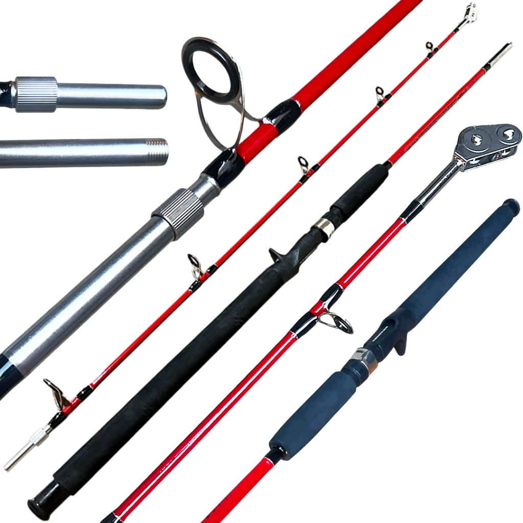 VARA DE PESCA PESCARIA PESADA CARRETILHA PIRAIBA ALTO MAR 6'0" 1.80M 40-80LB - MACIÇA - 2 PARTES PEIXE GRANDE REFORCADA em Oferta na Shopee