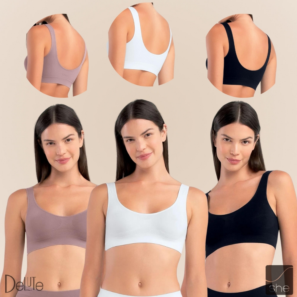 Top Fitness Sport Nadador SHE Em Microfibra Sem Costura Sem Bojo Para Exercicios