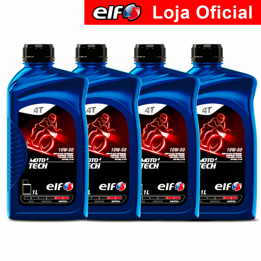 Kit 4x Óleo 100% Sintético 10W-50 Elf Moto 4 Tech em Oferta na Shopee