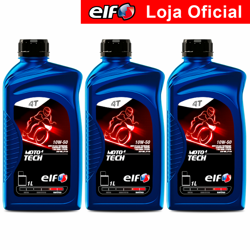 Kit 3x Óleo 100% Sintético 10W-50 Elf Moto 4 Tech em Oferta na Shopee