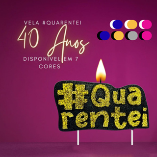 Vela de Aniversário 40 Anos #Quarentei Glitter Parafina Bolo Decorativo Decoração Festa em Oferta na Shopee