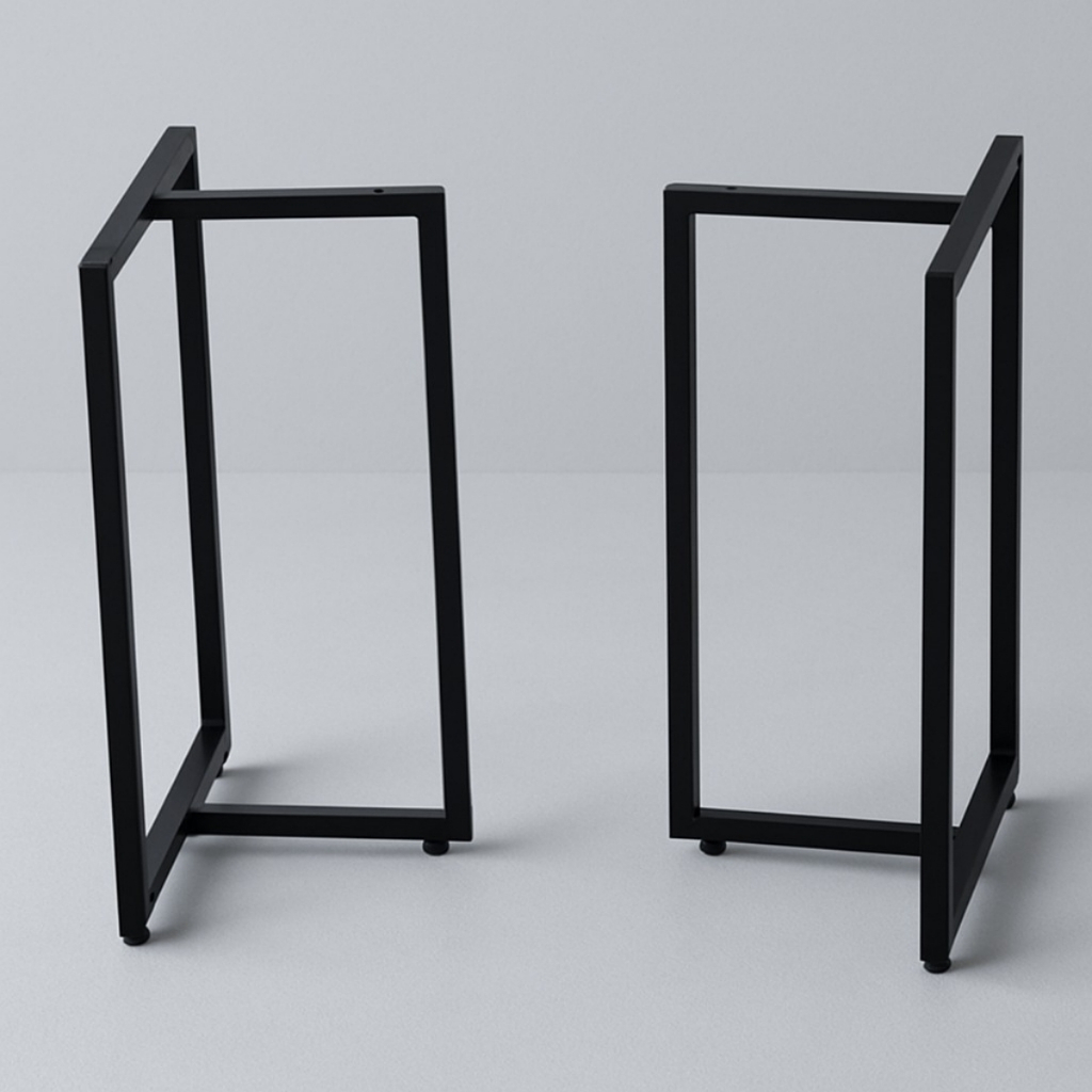 2 Base Modelo T 75x58 Em Aço Preto Pé Para Móveis Mesa Gamer e Estação de Trabalho e Jantar