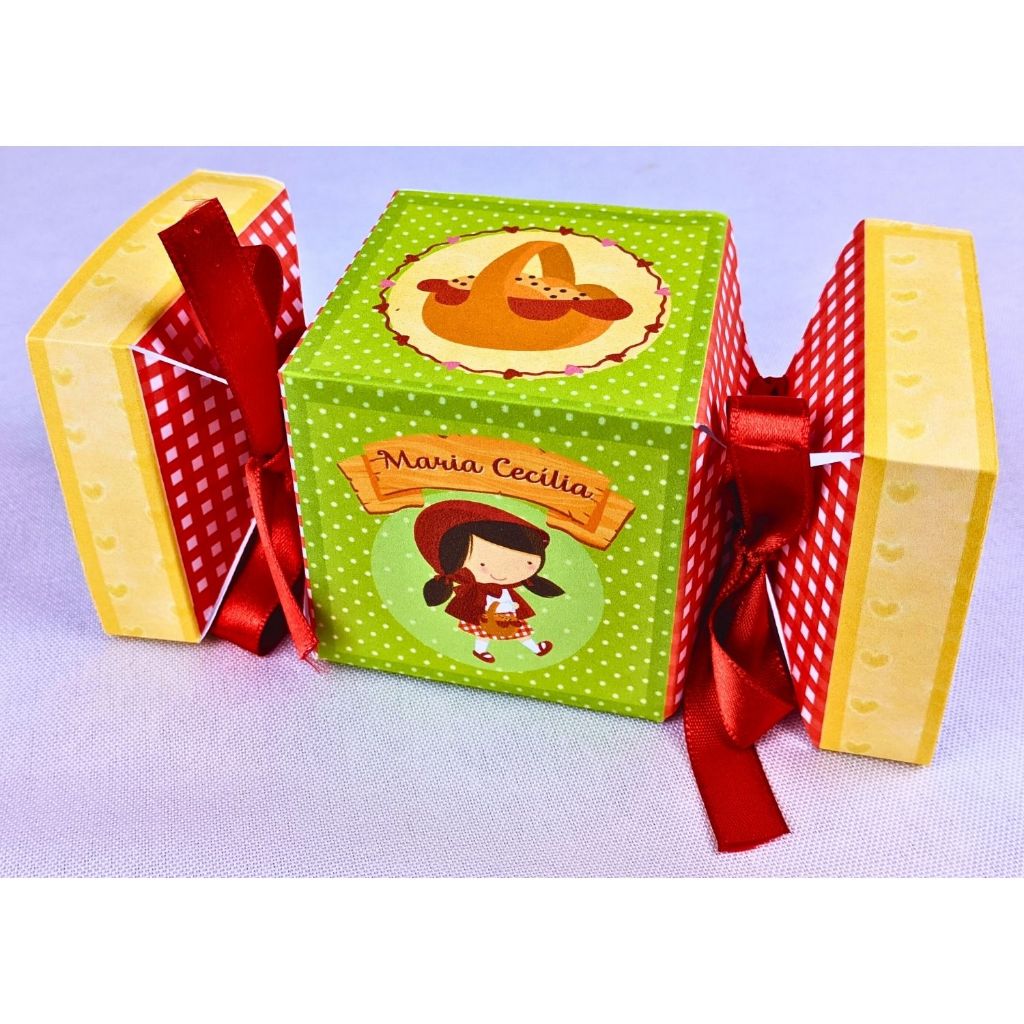 Kit 10 a 55 Caixinha Personalizada Chapeuzinho Vermelho Bala de Papel Offset 180g