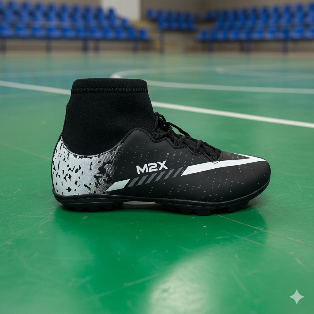 Chuteira Botinha Infantil M2X Salão Society Durável Resistente Confortável Leve Macia Antiderrapante