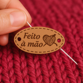 50 Etiquetas Couro Oval Feito À Mão Gravado a laser 3x1,5cm em Oferta na Shopee