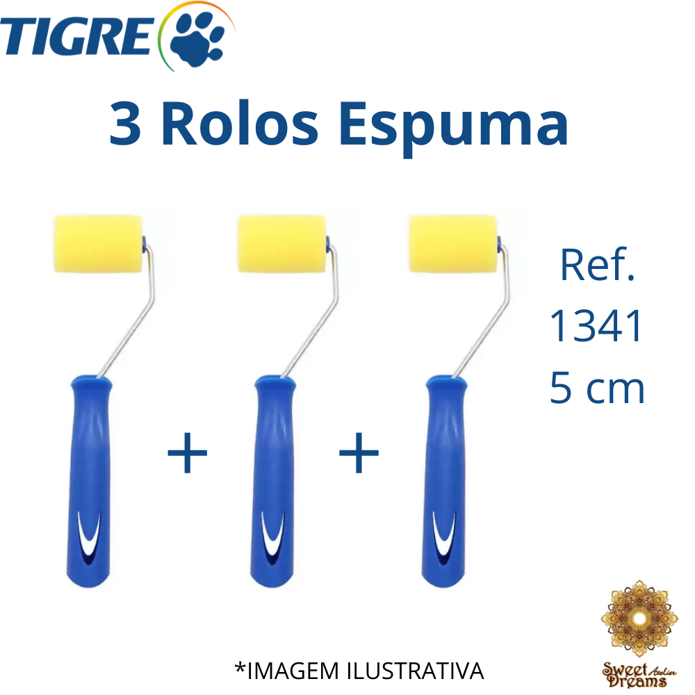 ROLO DE ESPUMA TIGRE 5CM REF.1341 KIT COM 3 UNIDADES