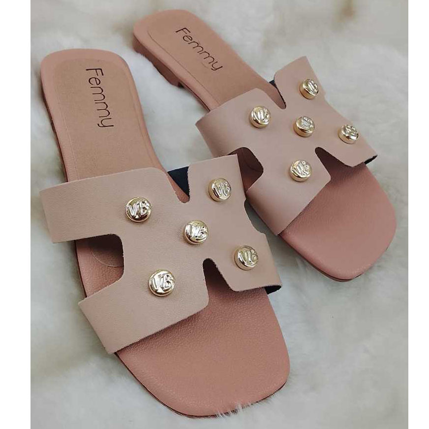 Sandália Rasteirinha Flat Casual Feminina H Com acessórios – ELEGANTE e CONFORTÁVEL - Tendencia Verão