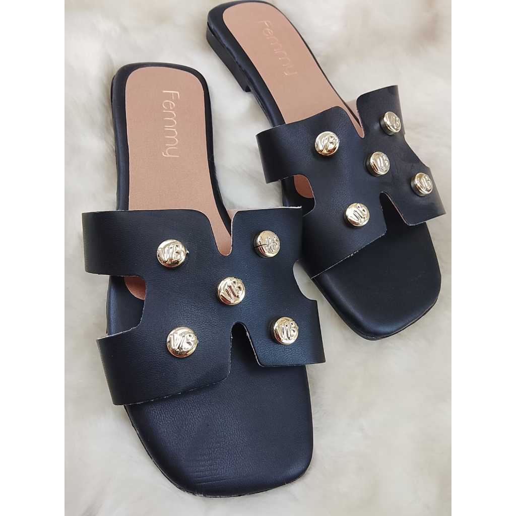 Sandália Rasteirinha Flat Casual Feminina H Com acessórios – ELEGANTE e CONFORTÁVEL - Tendencia Verão