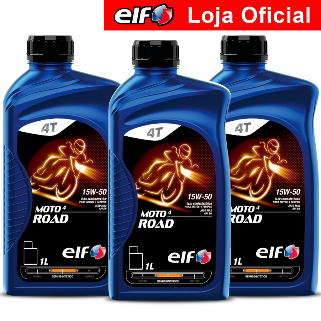 Kit 3x Óleo Semissintetico Elf Moto 4 Road 15W-50 em Oferta na Shopee
