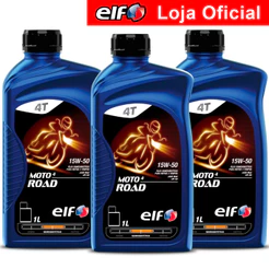 Kit 3x Óleo Semissintetico Elf Moto 4 Road 15W-50