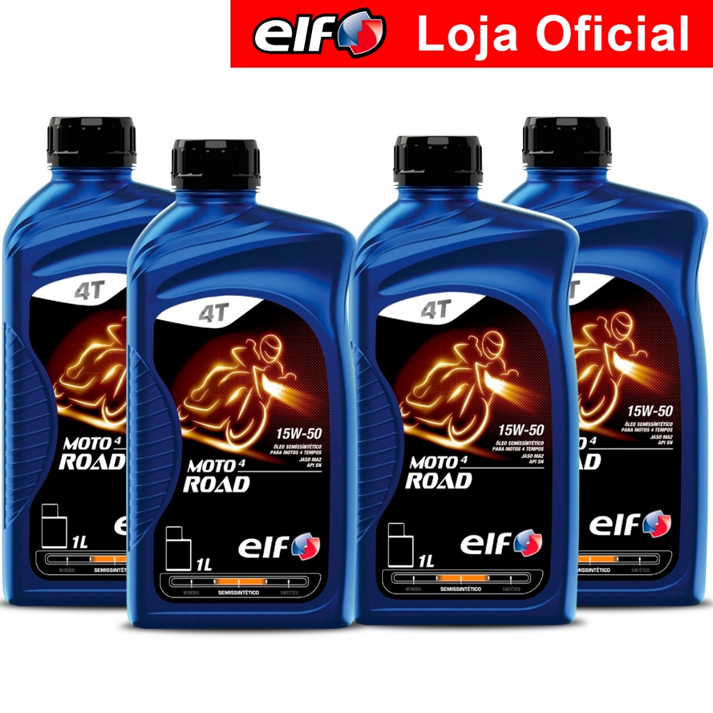Kit 4x Óleo Semissintetico Elf Moto 4 Road 15W-50 em Oferta na Shopee
