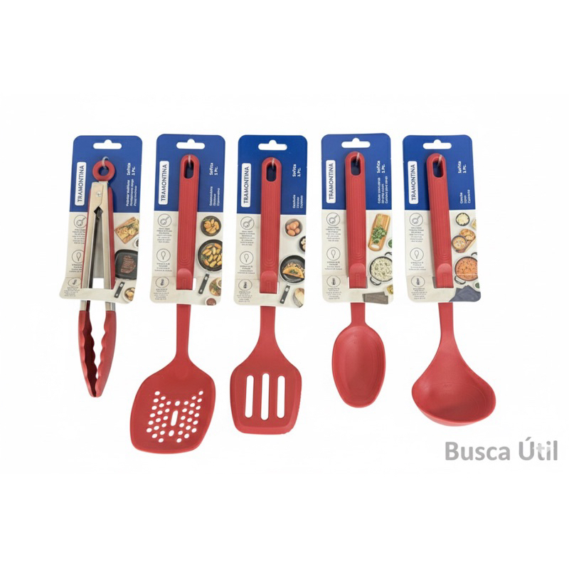 Kit Utensílios de Silicone 5 Peças | Jogo de utensílios Tramontina - Original - cozinha - Talheres
