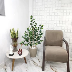 Arranjo Artificial Bambu Sorte Vaso Cone Mármore Pedra