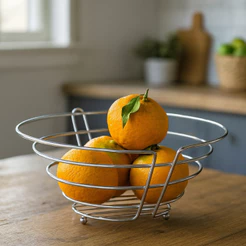 Fruteira Cromada Redonda Aramado Arthi Para Mesa Resistente
