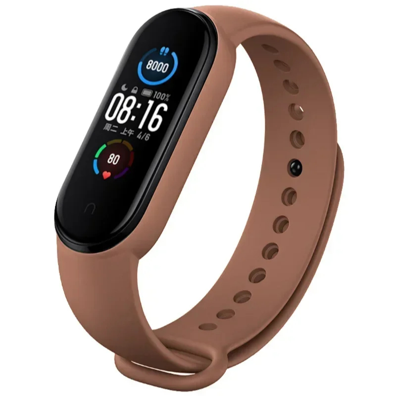 Pulseira silicone Xiaomi mi band 5 6 7 silicone smart esporte ajustável Marrom da Moda em Oferta na Shopee