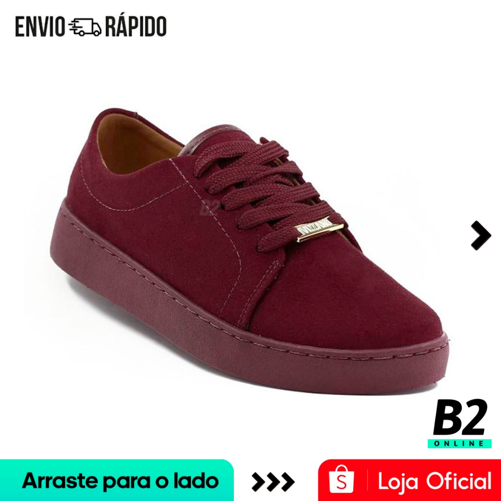 Tênis Vizzano Camurça Metal Feminino Casual Vinho Original Com Nota Fiscal e Garantia