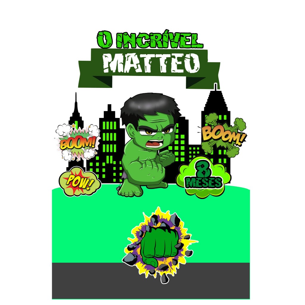TOPO DE  BOLO ANIVERSÁRIO/MESVERSÁRIO - HULK BABY em Oferta na Shopee