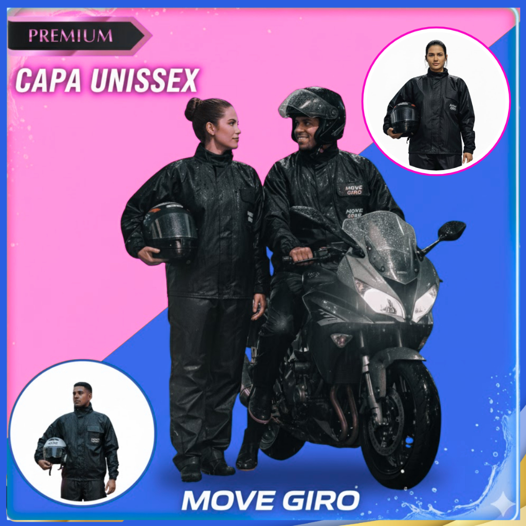 Conjunto Capa Para Chuva Motociclista Motoboy Motogirl PVC Reforçado Unissex Masculino e  Feminina