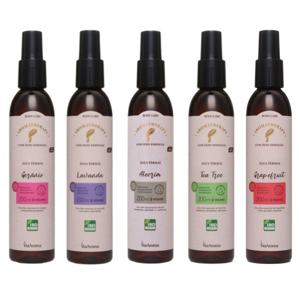 Água Termal Hidrolato Via Aroma 200ml Alecrim, Gerânio, Lavanda e Melaleuca