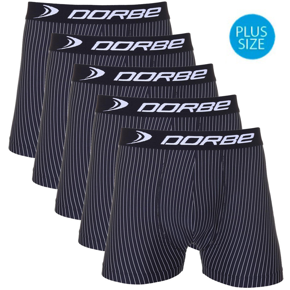 Detalhes do Kit 5 Cuecas Boxer Plus Size Risca de Giz Microfibra Dorbe Não Enrola Masculina Cueca Box Listrada