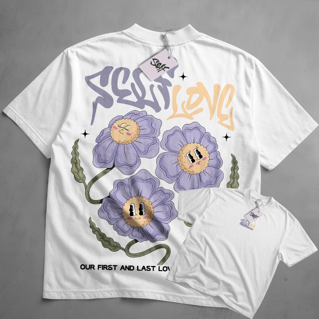 Camiseta Oversized StreetWear Self Amor Street Style Arte Love Flores Retro Camisa