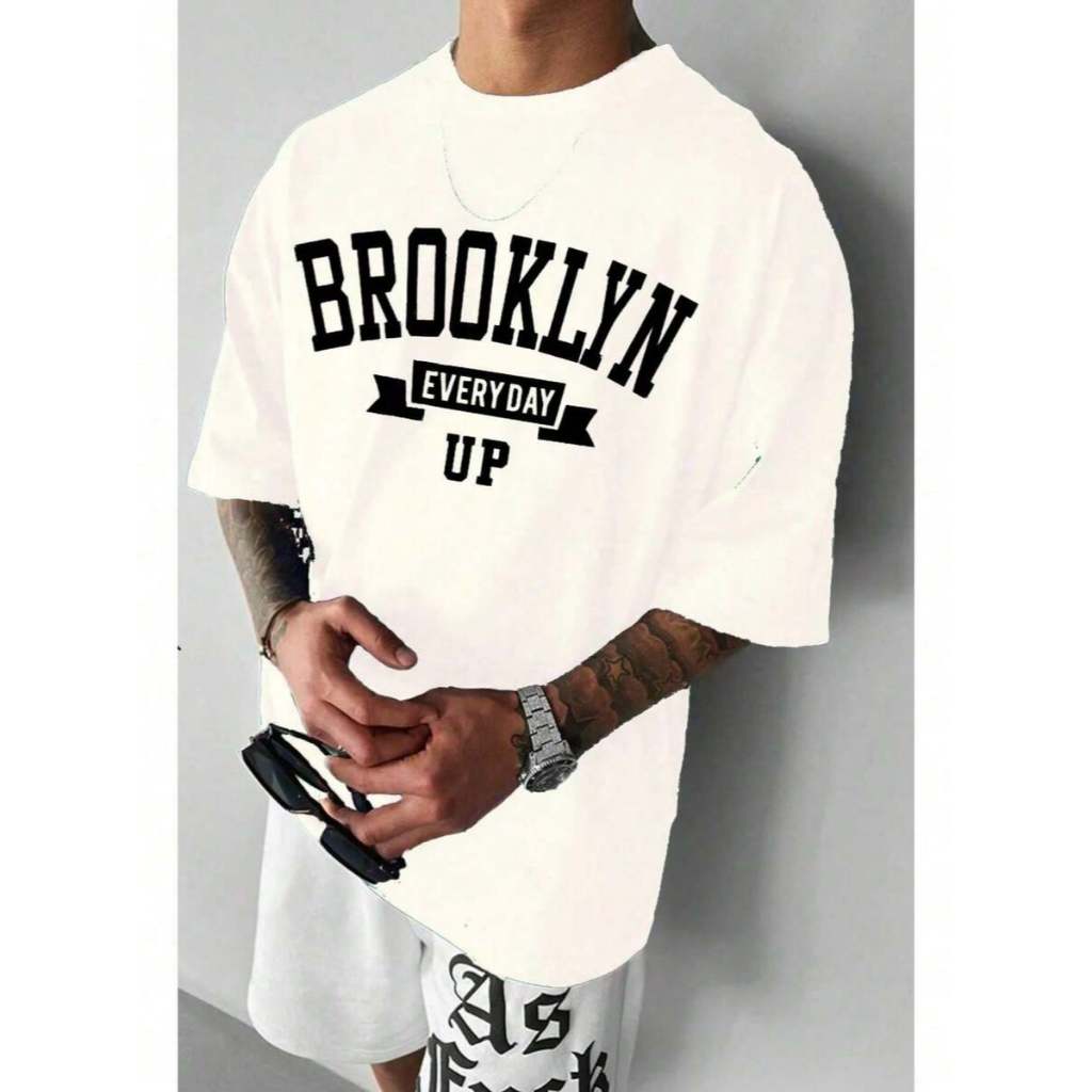 Camiseta Oversized Masculina Brooklyn Algodão Gym Esportiva Confortável Maromba Casual Mens