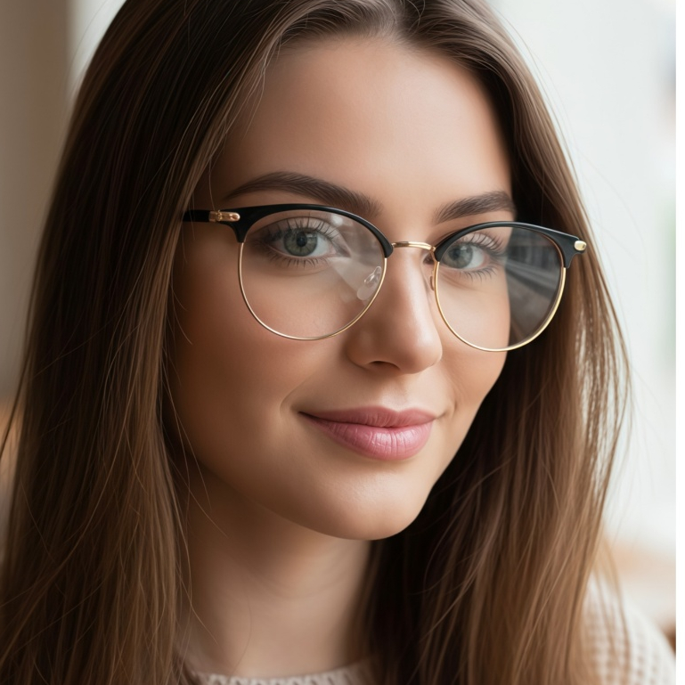 ARMACAO DE OCULOS PARA GRAU  REDONDO FEMININO METAL