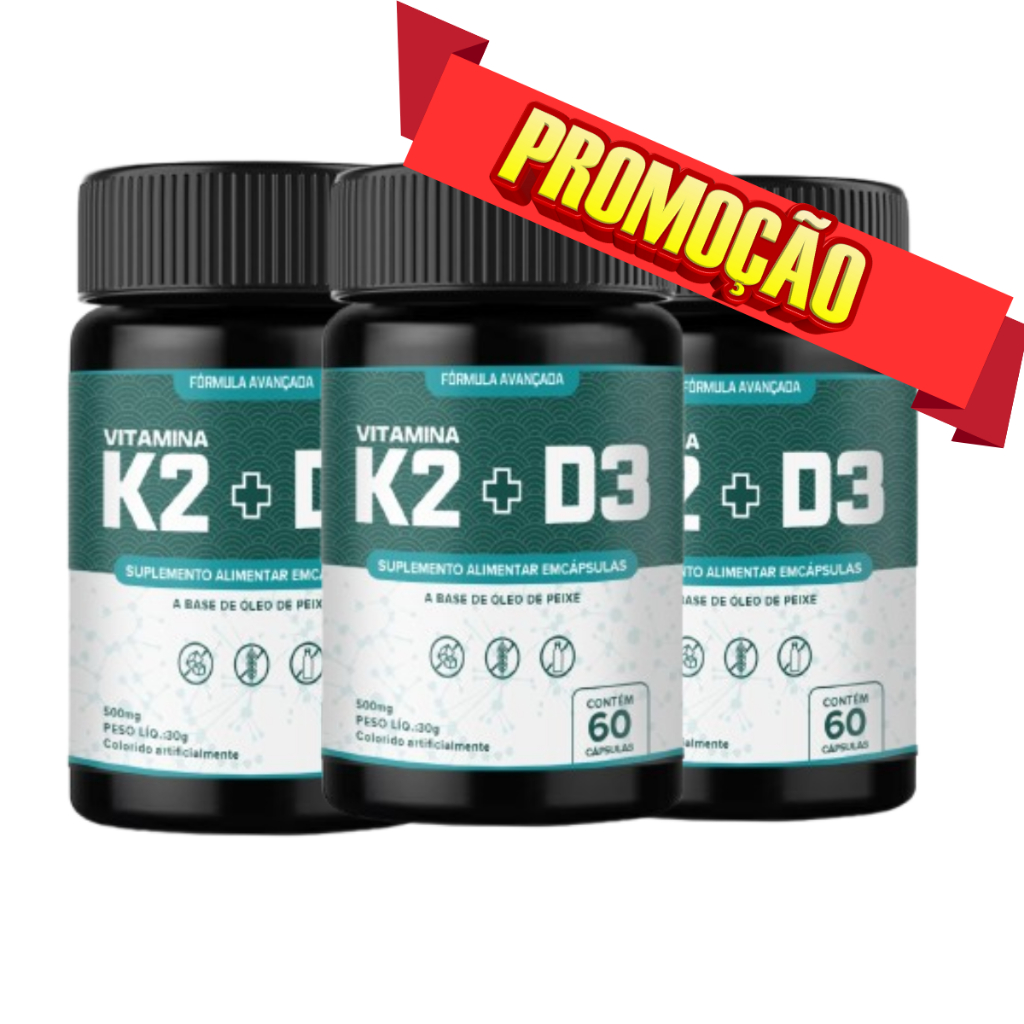 3X Vitamina K2 Mk7 Cálcio D3 Menaquinona-7 Envio Imediato Não Perca Oferta Do Mês