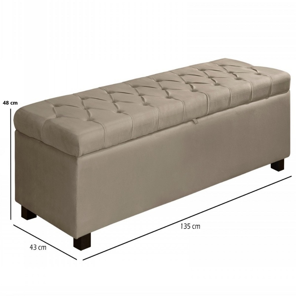 Sapateira Organizadora Recamier Baú Sara 135cm Cama Casal Captone Pé De Madeira Tampa Pistao a Gas