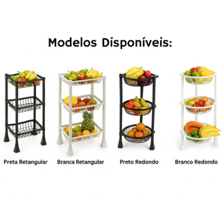 Fruteira Organizador de Cozinha 3 Andares Preta Empilhável Cesto Multiuso Resistente e Fácil de Montar em Oferta na Shopee