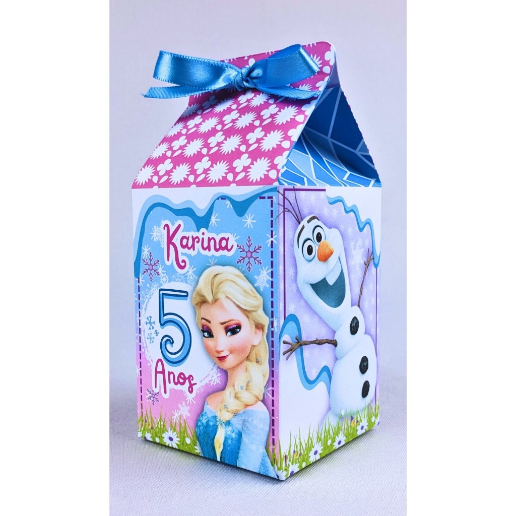 Kit 10 a 55 Caixinha Milk Frozen Personalizada de Papel Offset 180g