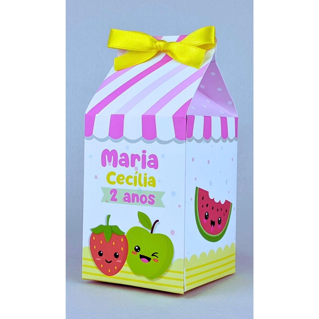 Kit 10 a 55 Caixinha Milk Frutinhas Personalizada de Papel Offset 180g