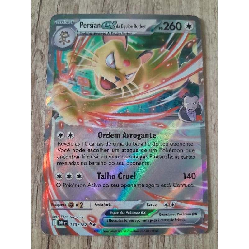 Carta Pokemon Ultra Persian Ex da Equipe Rocket Rivais Predestinados Original NM