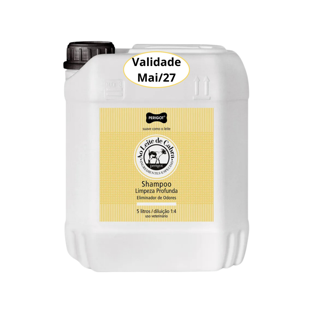 Shampoo Limpeza Profunda Leite Cabra 5 Litros Perigot para Pet Cães Gatos