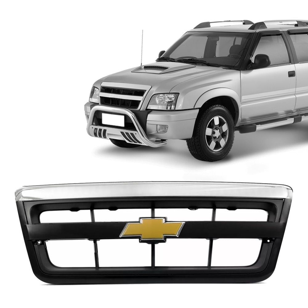 Grade Dianteira S10 e Blazer 2009 a 2011 com Friso Cromado com emblema