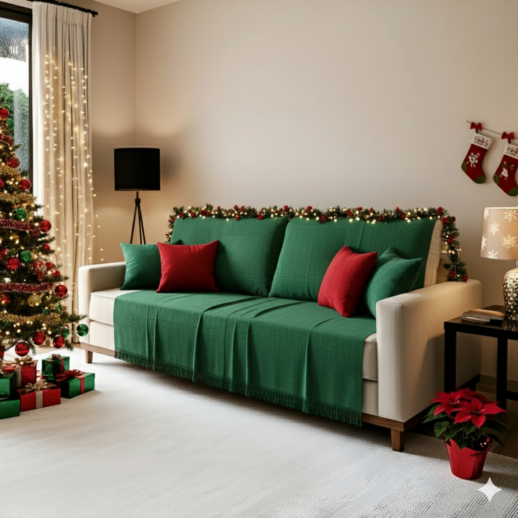Kit 2 Mantas para Sofá 210x120 Natal Manta Natalina de Sofá Decoração Grande 100% Algodão ...