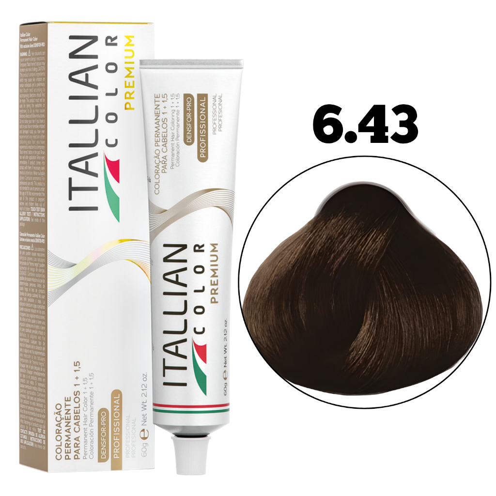 COLORAÇÃO ITALLIAN COLOR LOURO ESCURO COBRE DOURADO 6.43 60G em Oferta na Shopee