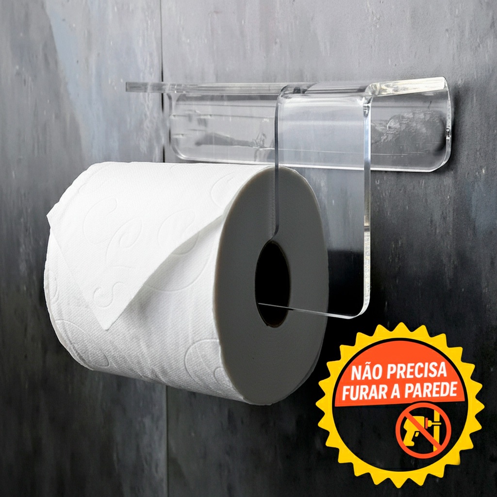 Suporte para Papel Higiênico sem Furação, Gaveta de Rolo de Papel Sanitário, Suporte de Parede com Base para Celular